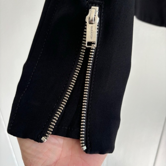 Babaton Aritzia black crop moto asymmetrical zip up blazer jacket size 0 - Picture 11 of 16